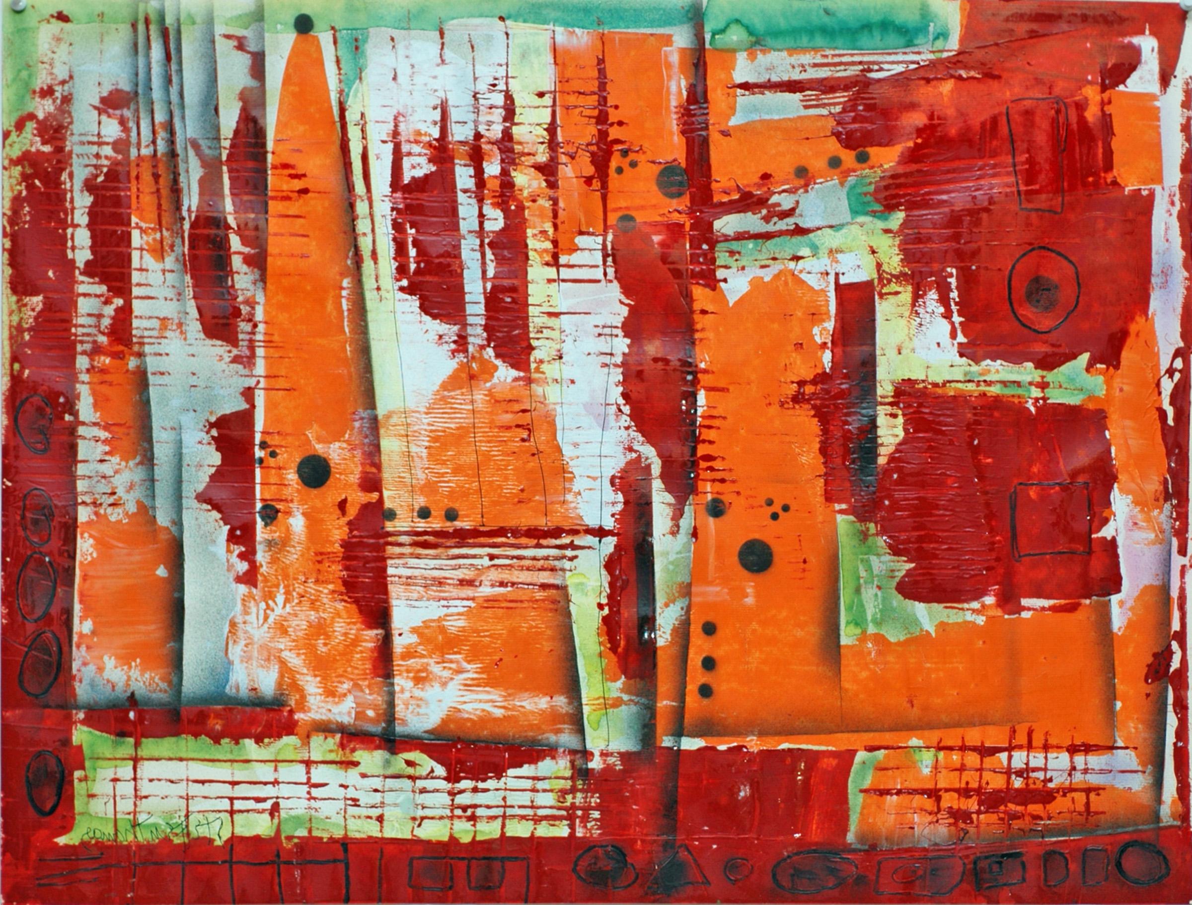 "Land Forms in Orange and Red" painting by Steffen Thomas